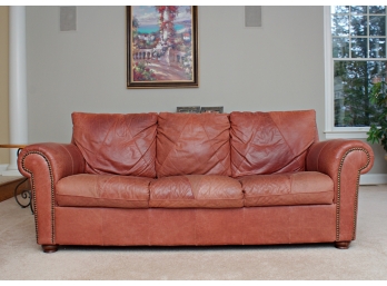 Charming Three Seat Brown Leather Sofa - Purchased At Bloomingdales (1 Of 2)