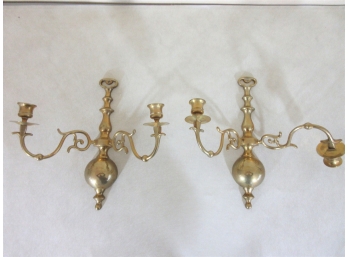 Pair Antique Brass Candle Sconces