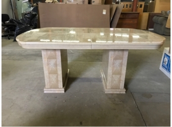 Shaped Contemporary  Double Pedestal Dining Table