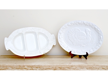 Two Classic Turkey & Thanksgiving Serving Platters