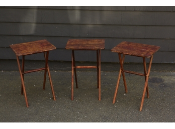 1950's Set Of Three Wooden Folding Snack Tables