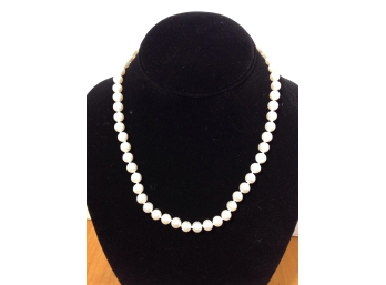 18' Salt Water Cultured 7mm Pearl Necklace  With 14k Clasp