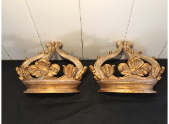 Pair Of Gilt Floral Wall Crowns