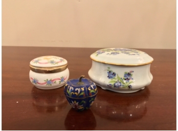 Three Porcelain Lidded Boxes - One Limoges