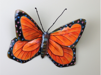 3 Hand Painted Metal Butterflies (See Additional Pictures)