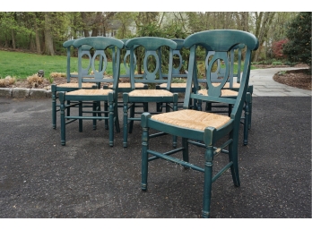 Solid Maple Teal Paint Decorated Chairs