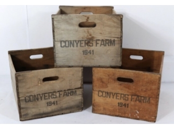 Set Of 3 1941 Conyers Farms Wood Crates