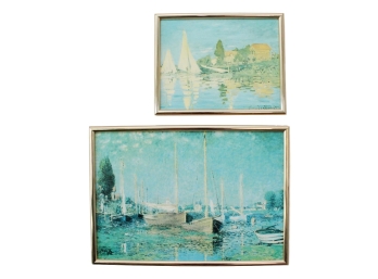 Framed Claude Monet Print And Print Of Boats By The Shore
