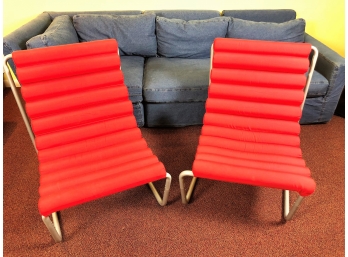 Lot Of 2 Red Tubular Style Chairs