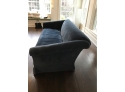 Oversized Custom Sofa With Vintage Velvet Upholstery, Down Bench Cushion, Navy With Navy Trim