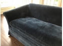 Oversized Custom Sofa With Vintage Velvet Upholstery, Down Bench Cushion, Navy With Navy Trim