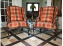 Incredible Carved Armchair With Plaid Upholstery Carvings / Ball & Claw Feet - 2 Of 2 - YOU ARE BIDDING ON ONE