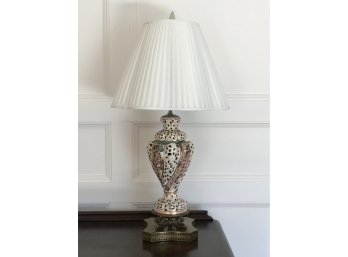 Antique Lamp With White Silk