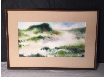 Watercolor Of Sand Dunes And Grass Signed By R.Hobby 1963