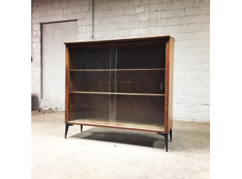 Mid Century Display Case Or Book Shelf With Repurposed Drexel Hutch Top