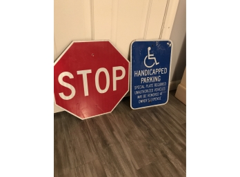 Stop Sign And Handicap Sign