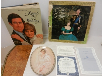 Lot Pre-Owned Princess Diana Royal Wedding LP, Book And Bradford Ex 1st Issue Plate
