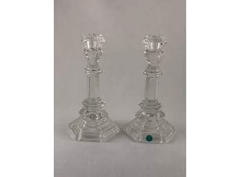 Pair Of Tiffany Glass Candlesticks