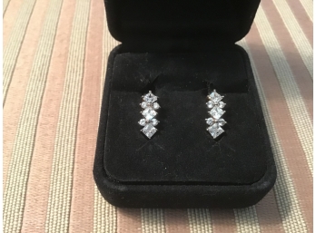 Diamonique Sterling Silver Pierced Earrings