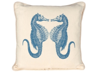 Ox Bow Decor 18' X 18' Seahorses Pillow - Retail $90 - Brand New