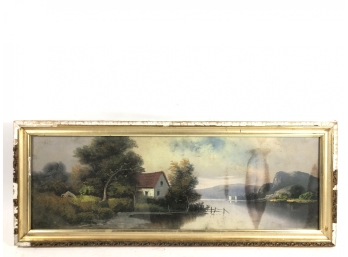 Panoramic Cottage On A Lake Painting