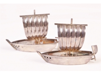 Sterling Silver Salts In The Form Of Sailboats