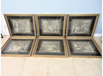 Set Of Six Large Copper Plate Engravings Titled 'Marriage A La Mode' By William Hogarth