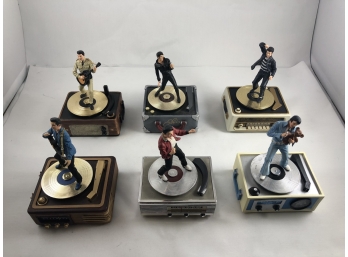 Set Of 6 Elvis Figurine Music Boxes By Franklin Mint 1998
