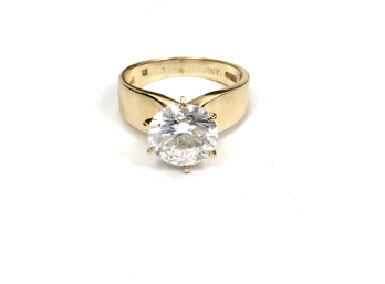 14k Yellow Gold CZ Solitaire Engagement Ring