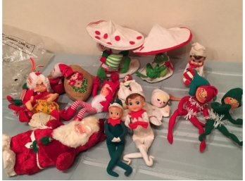 Seven Vintage Annalee Christmas Mobilitee Dolls And Other Vintage Christmas Items