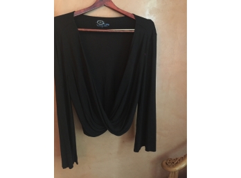 Black Long Sleeve Twist Front Top Size Small