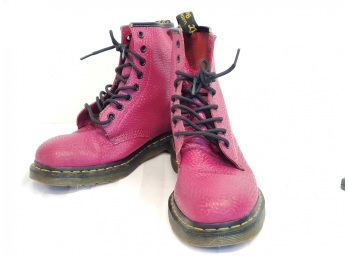 Pair Of Men's Size 10 Dr. Martens Air Wair Cranberry Leather Boots