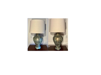 Pair Of Metal Urn Form Table Lamps