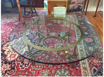Wrought Iron Glass Top Coffee Table.