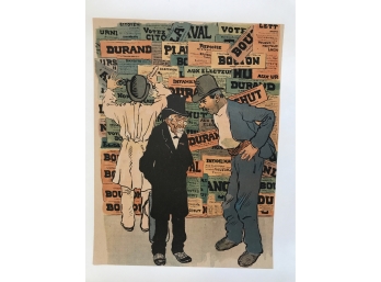 Unusual C1900 Color Lithograph Of A Bill Poster At Work