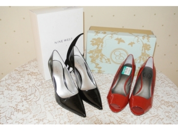 Pair Of Nine West And Jessica Simpson Ladies Shoes, Patent Leather  - Size 7½, Each