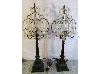 Pair Of Jeweled Lamps
