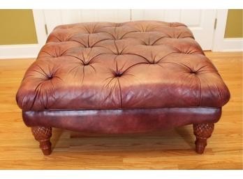 Large Leather Tufted Ottoman