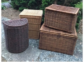 Four Wicker Storage Baskets