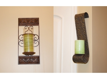 Two Metal Candle Sconces