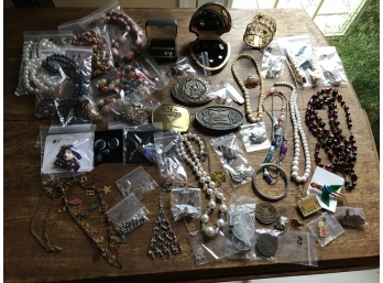 Large Lot Of Costume Jewelry (Various Sterling Pieces Included)