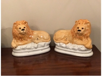 Pair Of Ceramic Lions