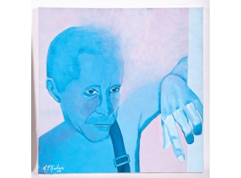 Leon Kalus 'Man In Blue' Painting On Canvas