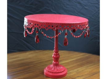 Ruby Red Cake Stand With 4 Plastic Hot Dog Holders
