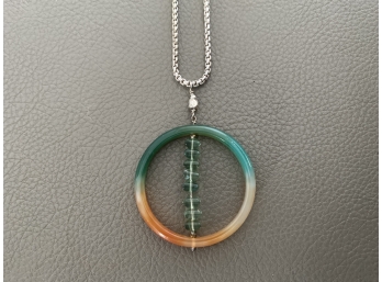 Sterling Silver Necklace And Agate Pendant