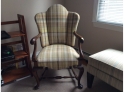 Antique Hardwood Upholstered Armchair