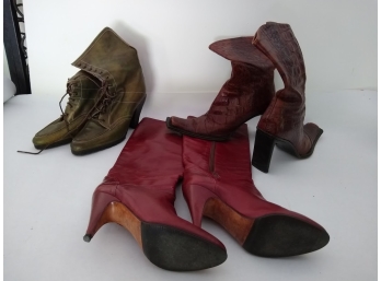 Lot Of 3 Women's  Italian Made Leather Boots Size 6.5 Used