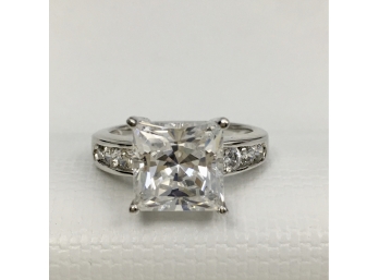 Sterling Silver Cubic Zirconia Princess Cut Engagement Bridal Ring