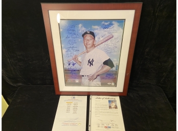 Mickey Mantle Large Color Photo Signed By Thirty One Yankee Greats With COA