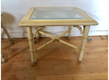 Square Side Table W/Glass Top (View Photos For Condition)